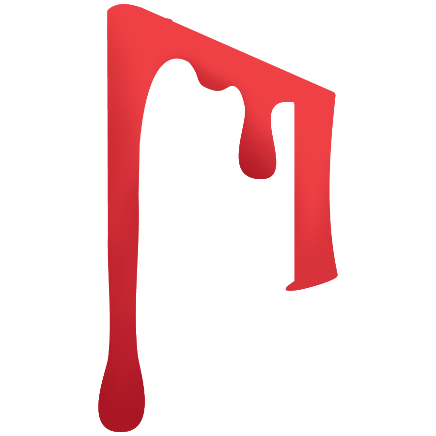 The rune Uruz, bright red and  dripping blood.