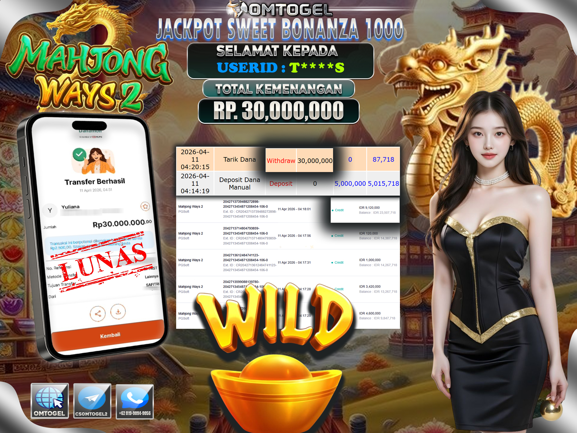 OMTOGEL JACKPOT PGSOFT MAHJONG WAYS2 ,30 JUTA DI BAYAR LUNAS ,-