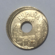 * ERROR * 25 pesetas 1997. ACUÑACION DESPLAZADA 1-ECAF838-41-D1-4-DCE-82-E8-86-D8-EFBF2126