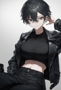 depth of field, 1girl, [[tall]], large breasts, short hair, black hair, black le s-295572728