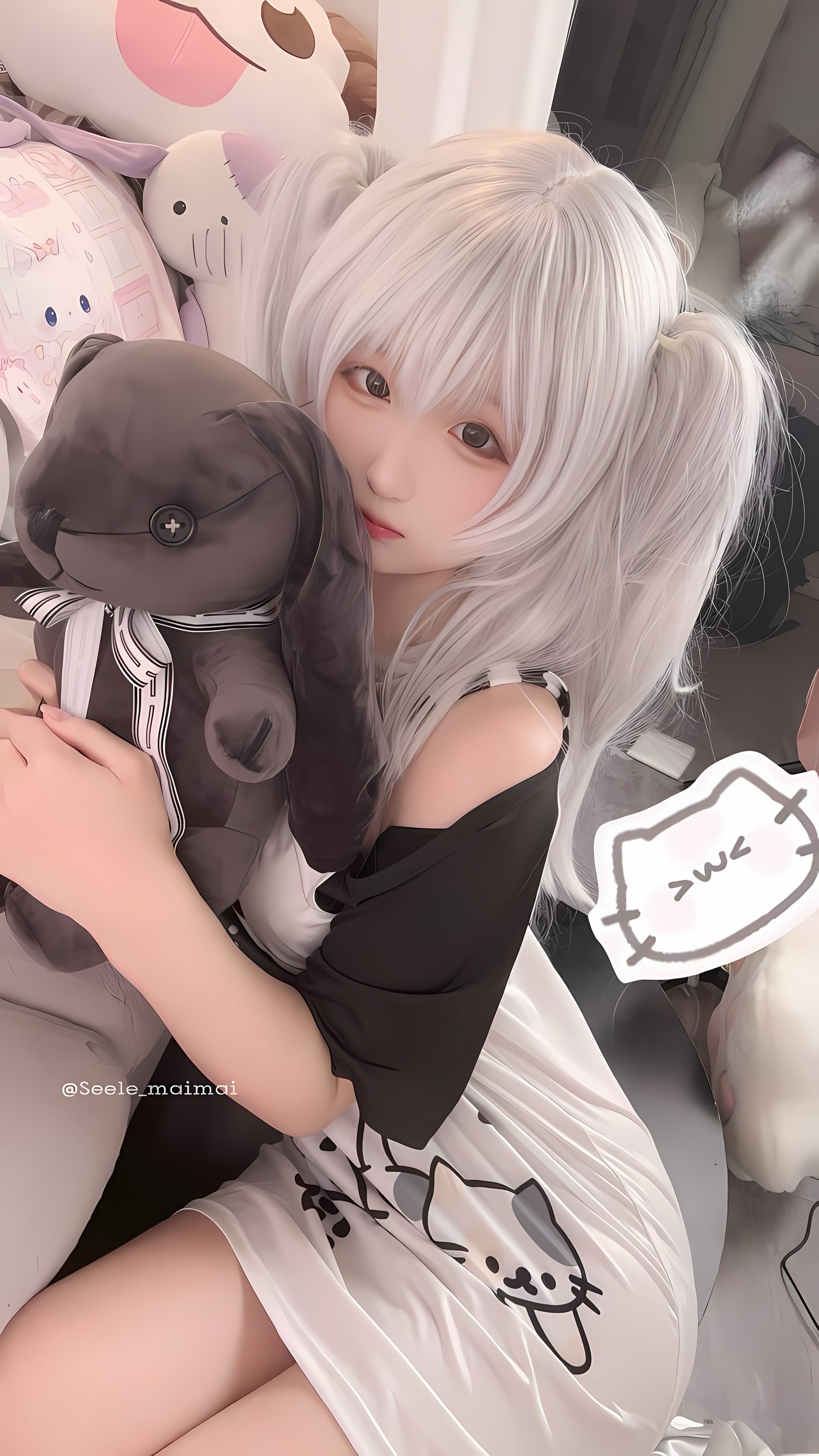 Seele麦麦白色双马尾少女写真｜甜系可爱风高清图集（16P-77M）插图8