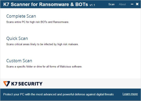 K7 Scanner for Ransomware & BOTs 1.0.0.246