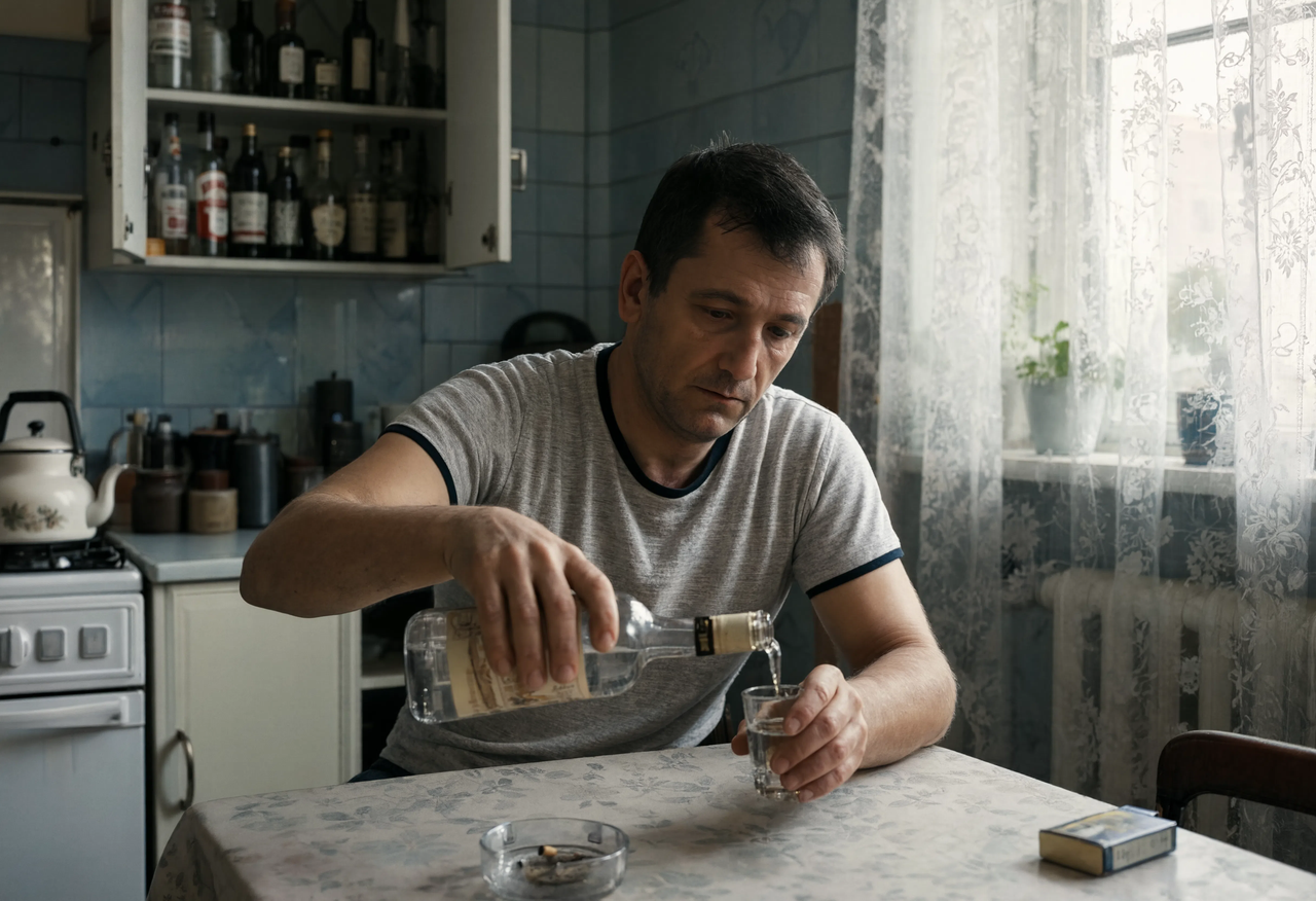 Выпивающий мужчина