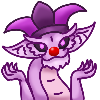 The Arcanist drawn to have a purple jester hat and a red clown nose. The Arcanist drawn to have a purple jester hat and a red clown nose.