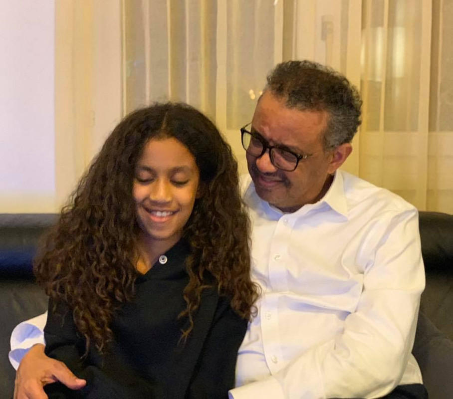 Tedros Adhanom with one of his daughter Blen