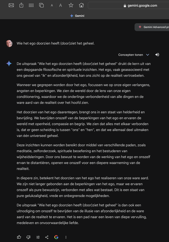 Wie het ego doorzien heeft (door)ziet het geheel - google's Artificiële-intelligentie