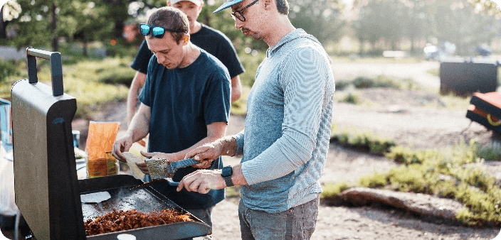Restaurant team cooking