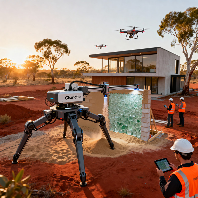 Charlotte construction robot 3D-printing a sustainable home in Australia