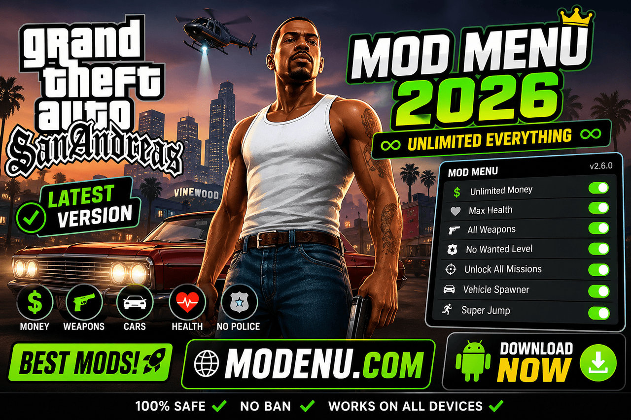 GTA San Andreas Mod APK 2026 unlimited everything best mods mod menu download