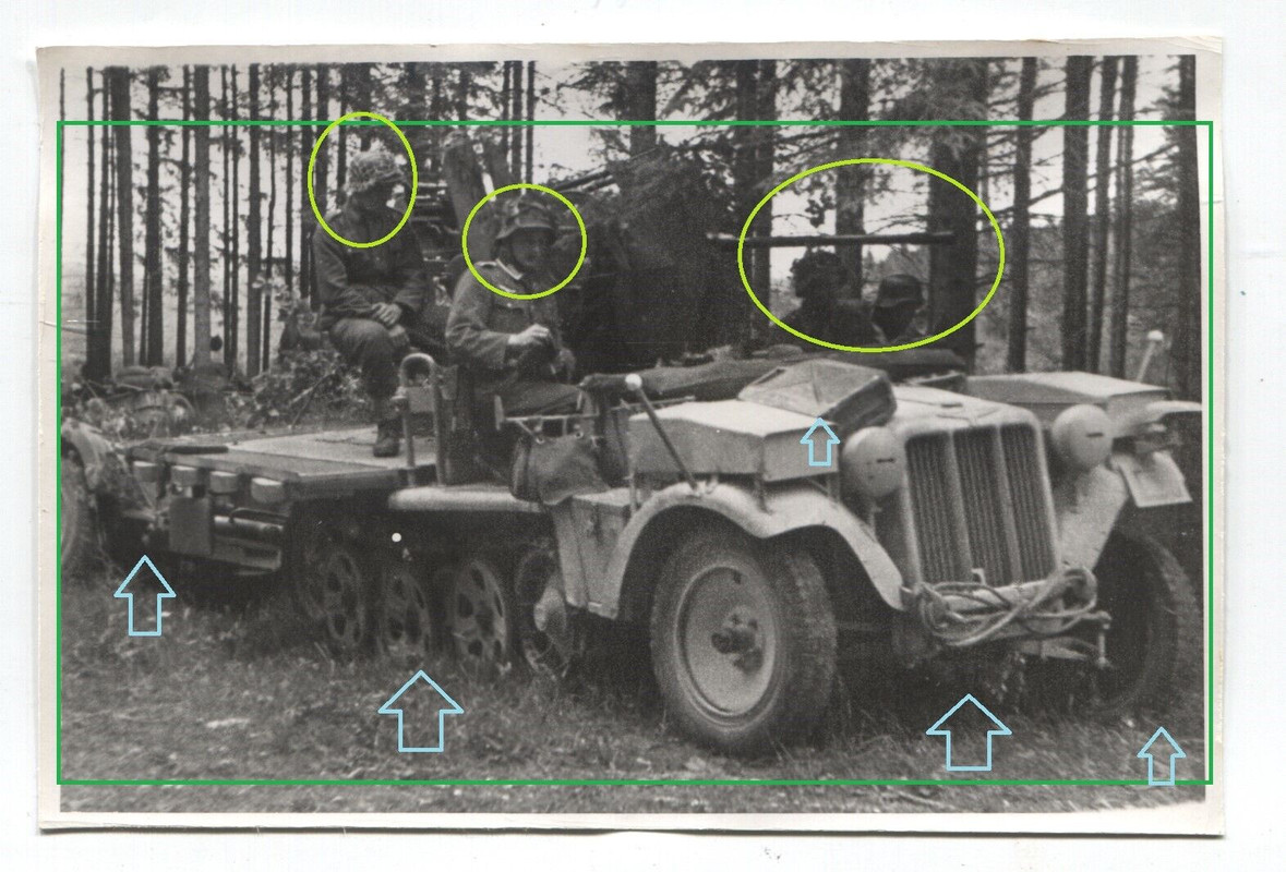 FOTO Panzer Halbkette Flakgeschütz in Wald Stellung (3)