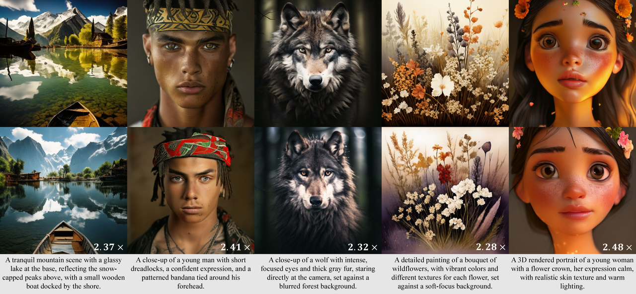 Figure 1. Images generated by vanilla decoding (top) and LANTERN (bottom).