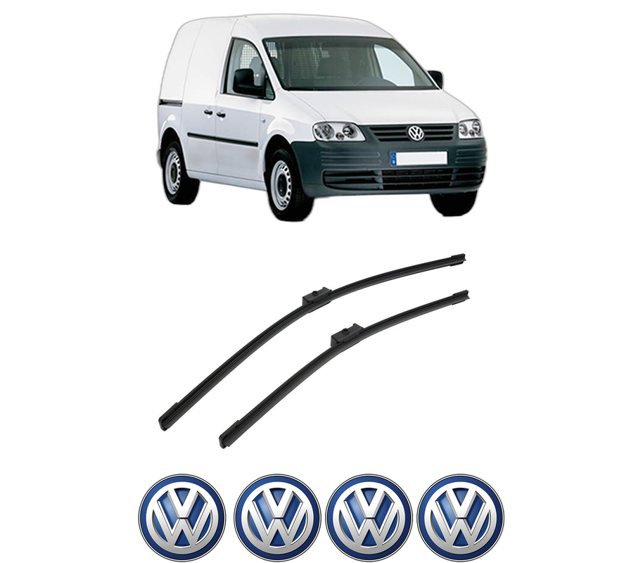 Set stergatoare auto Volkswagen CADDY III MPV (2KB, 2KJ, 2CB, 2CJ) din 2004-2015, pentru parbriz auto, 2 bucati, Bosch Aerotwin, din cauciuc siliconat rezistent, 4 Stickere Auto Volkswagen