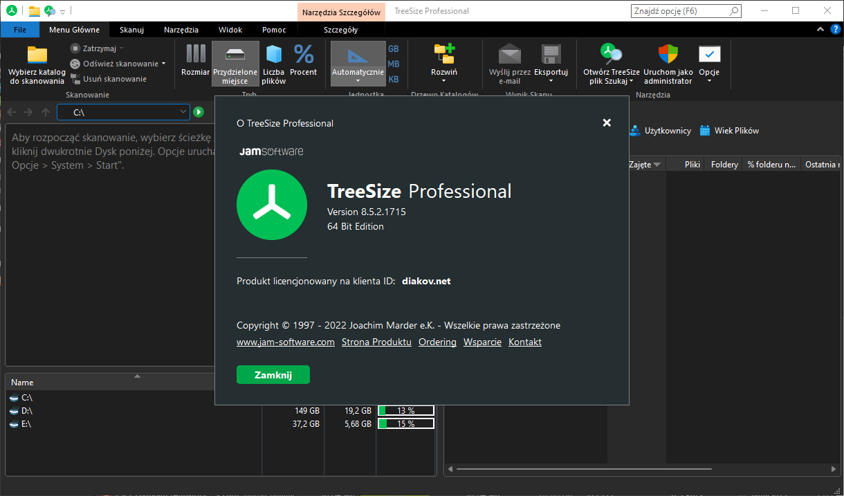 Programy TreeSize Professional 8.5.2.1715 (x64)[PL][Full] + Portable