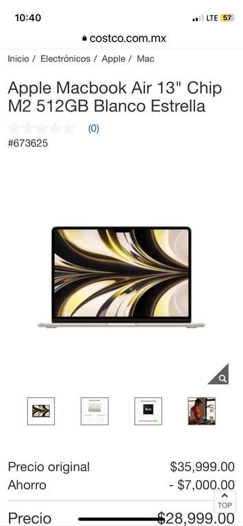 Costco: MacBook Air M2 512 GB Blanco Estrella | Pagando con TDC costco citibanamex 
