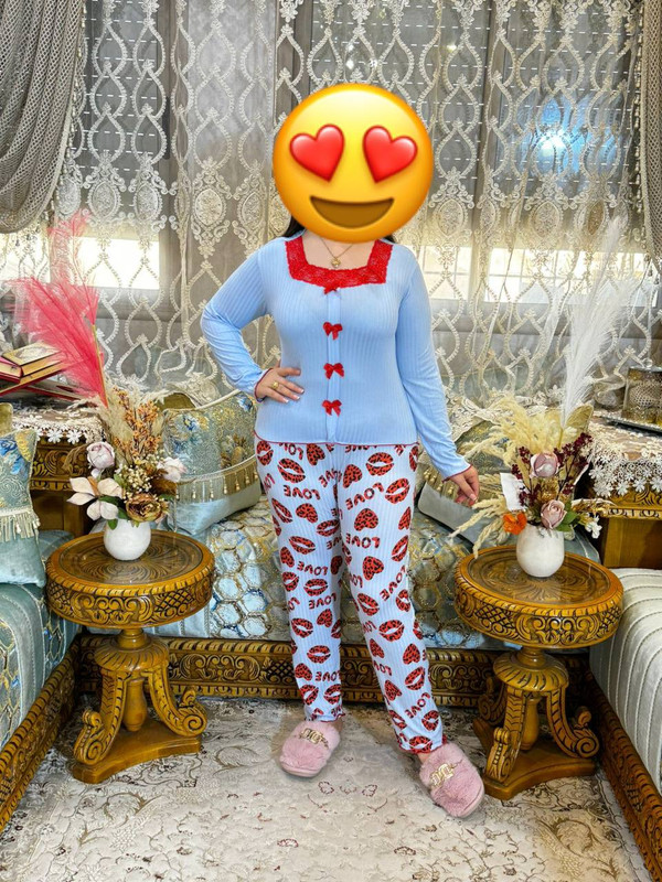 بيجامة قماش مضلع فاخرة