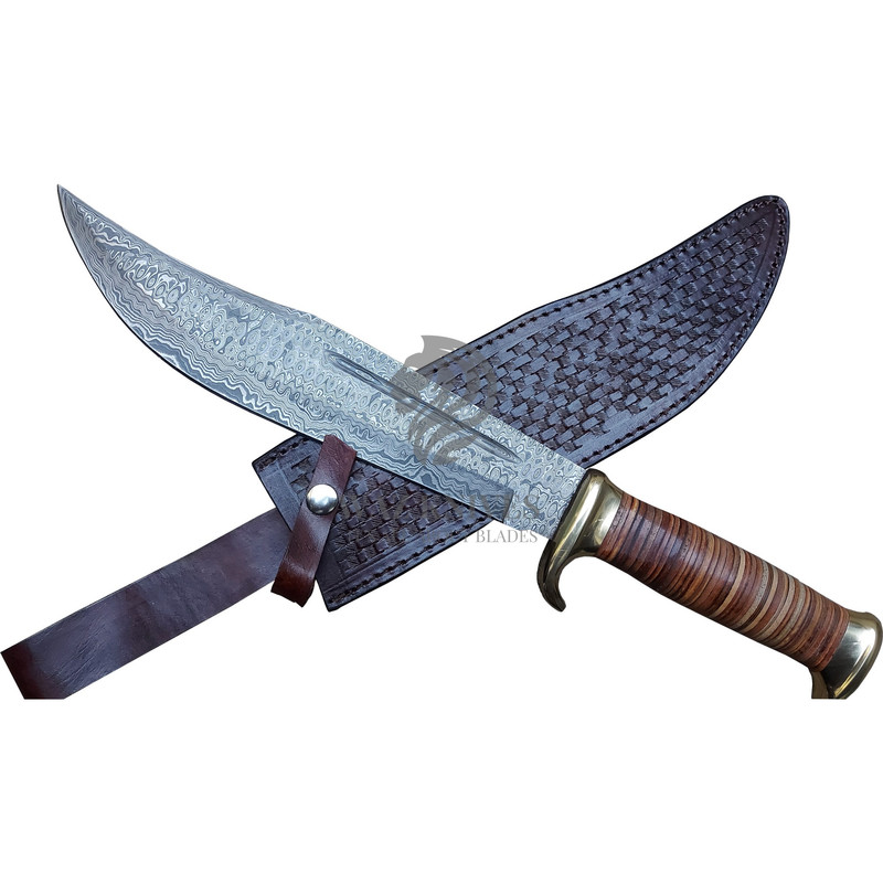 Outbuck bowie knife damascus dundee knife