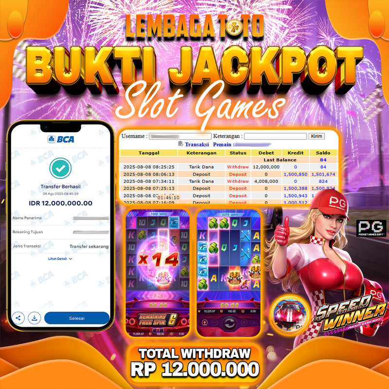 BUKTI JACKPOT 09 AGUSTUS LEMBAGATOTO SPEED WINNER  Rp.12.000.000,- LUNAS