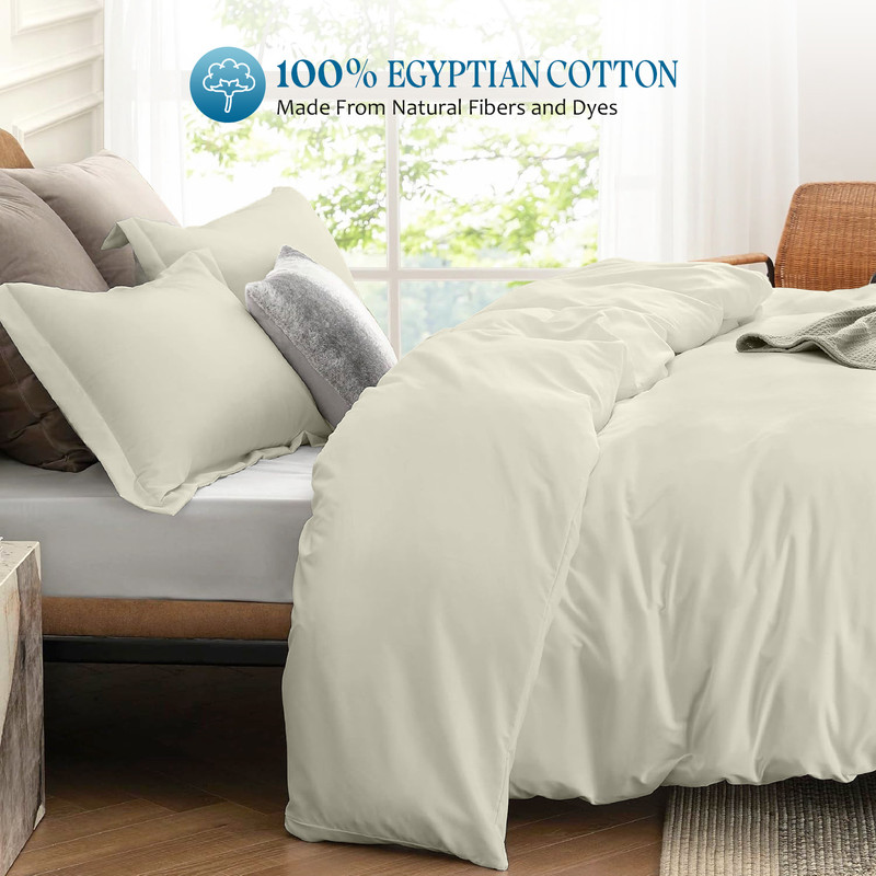 Picture of 1000 TC 100% Egyptian Cotton Duvet set Zipper Closur Ultra Soft Durable and Fade Resistant Color Beige Solid size King