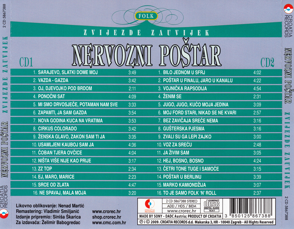 Nervozni poštar - 2009 - CD - Folk zvijezde zauvijek - zadnja