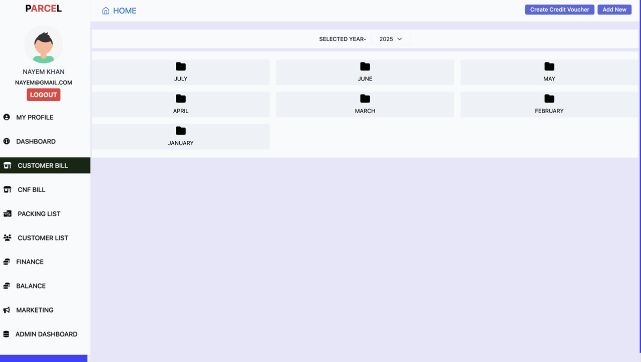 Admin Parcel Management System