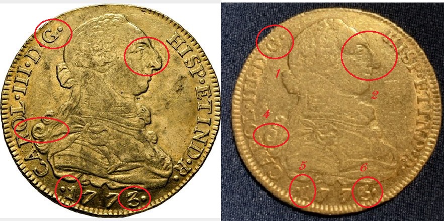 8 ESCUDOS 1773 CARLOS III NUEVO REINO.. DUDA? Tengo dos monedas mismo años “1773” y misma ceca una mida 36mm y otra 37mm puede ser? Cayon-1773