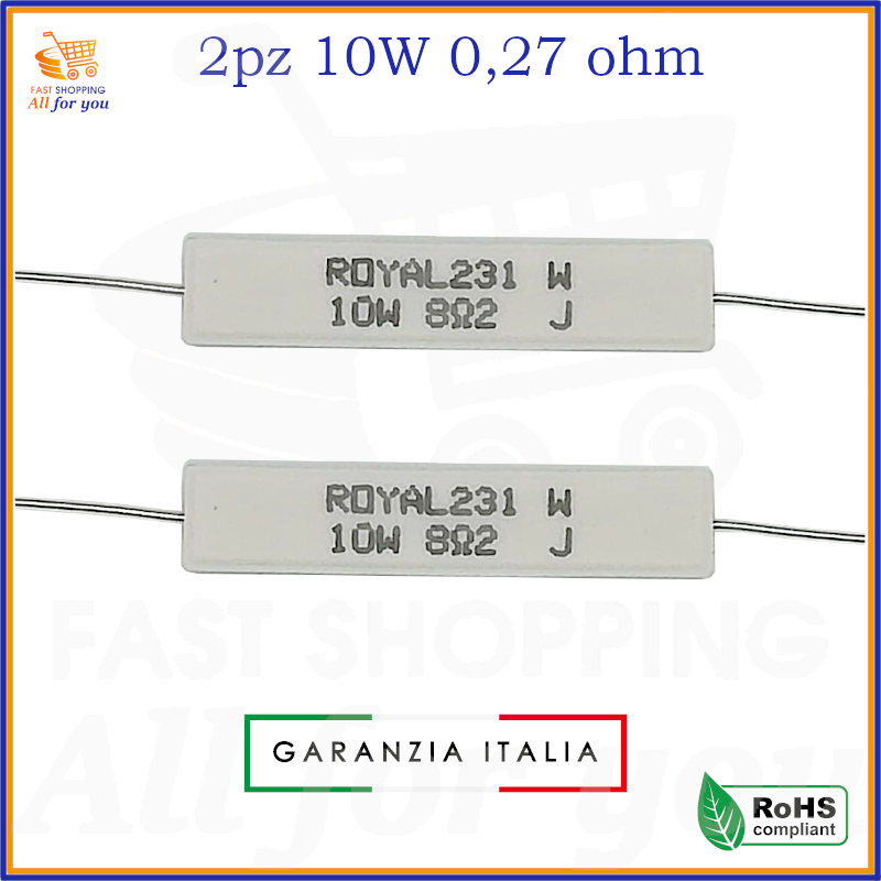 Kit resistenze 10W watt 0,27 ohm 5% per circuiti elettronici resistori a filo in ceramica