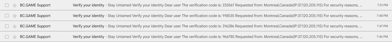 06 Unsolicited Security Emails - Multiple Codes