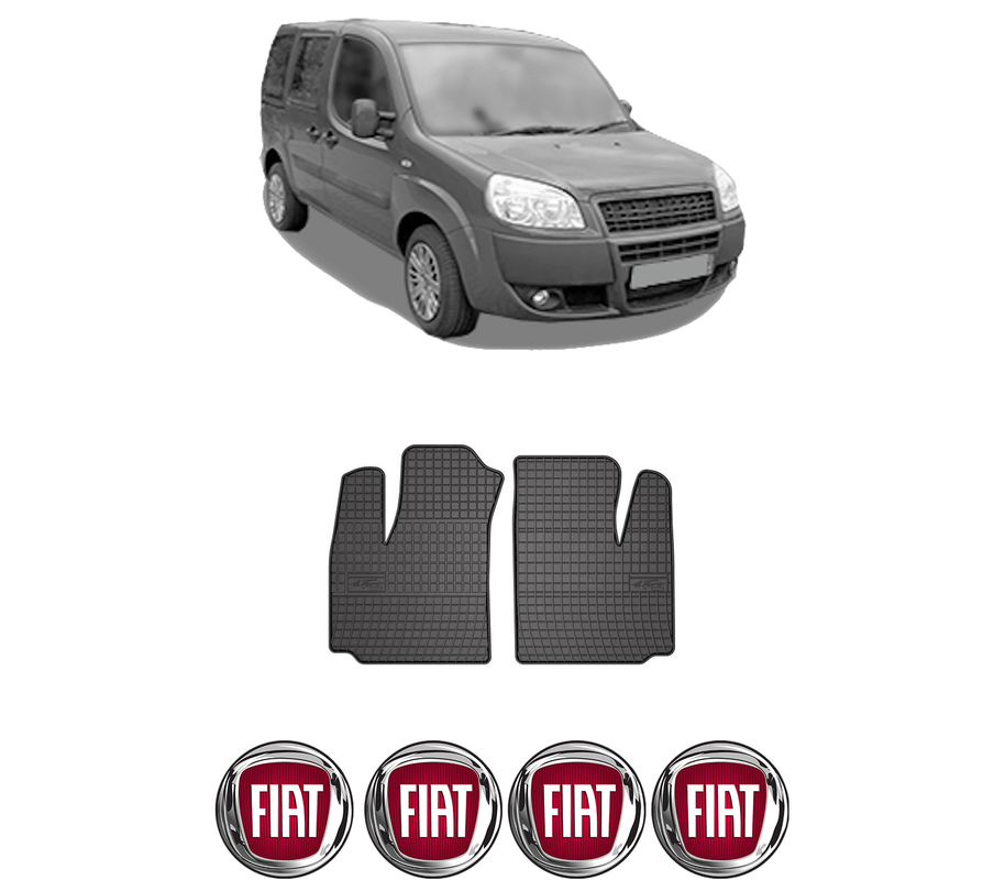 Set covorase presuri FIAT DOBLO MPV (119_, 223_) din 2001-2009, auto, din cauciuc thermoplastic, 4 Stickere auto cu FIAT