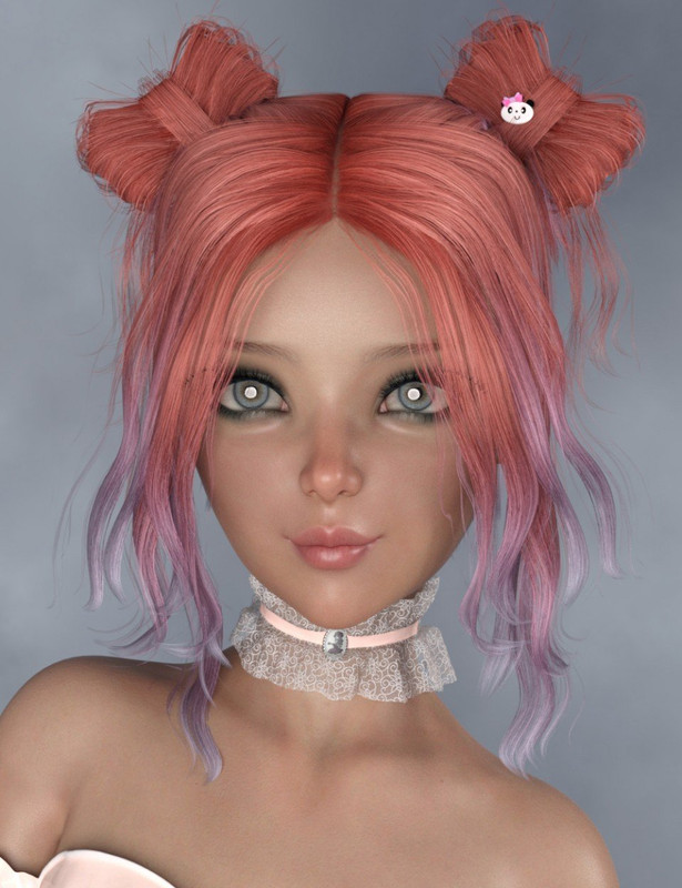 Asuka - Space Buns Hair for Genesis 3 and 8 Female(s)