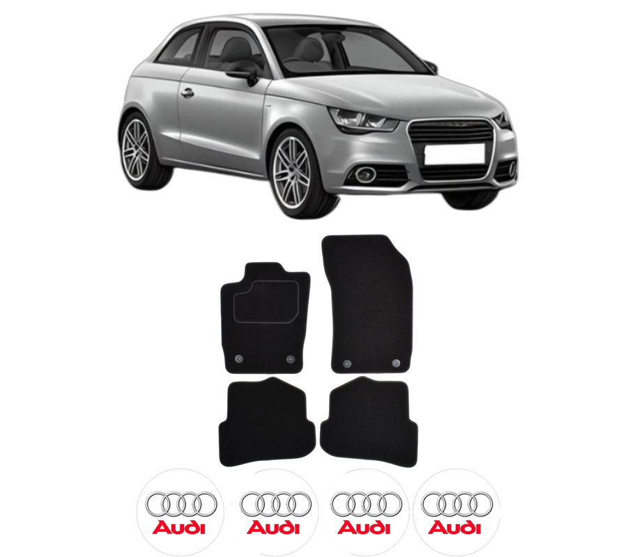 Set Covorase Presuri AUDI A1 (8X1, 8XK) din 2010-2018, Auto, Material Textil Mocheta, 4 Stickere auto cu AUDI