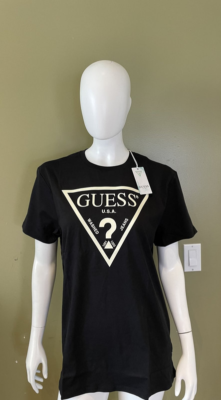 GUESS BLACK SS RUBBER TRI TEE MENS LARGE M0Y10DR9Z10