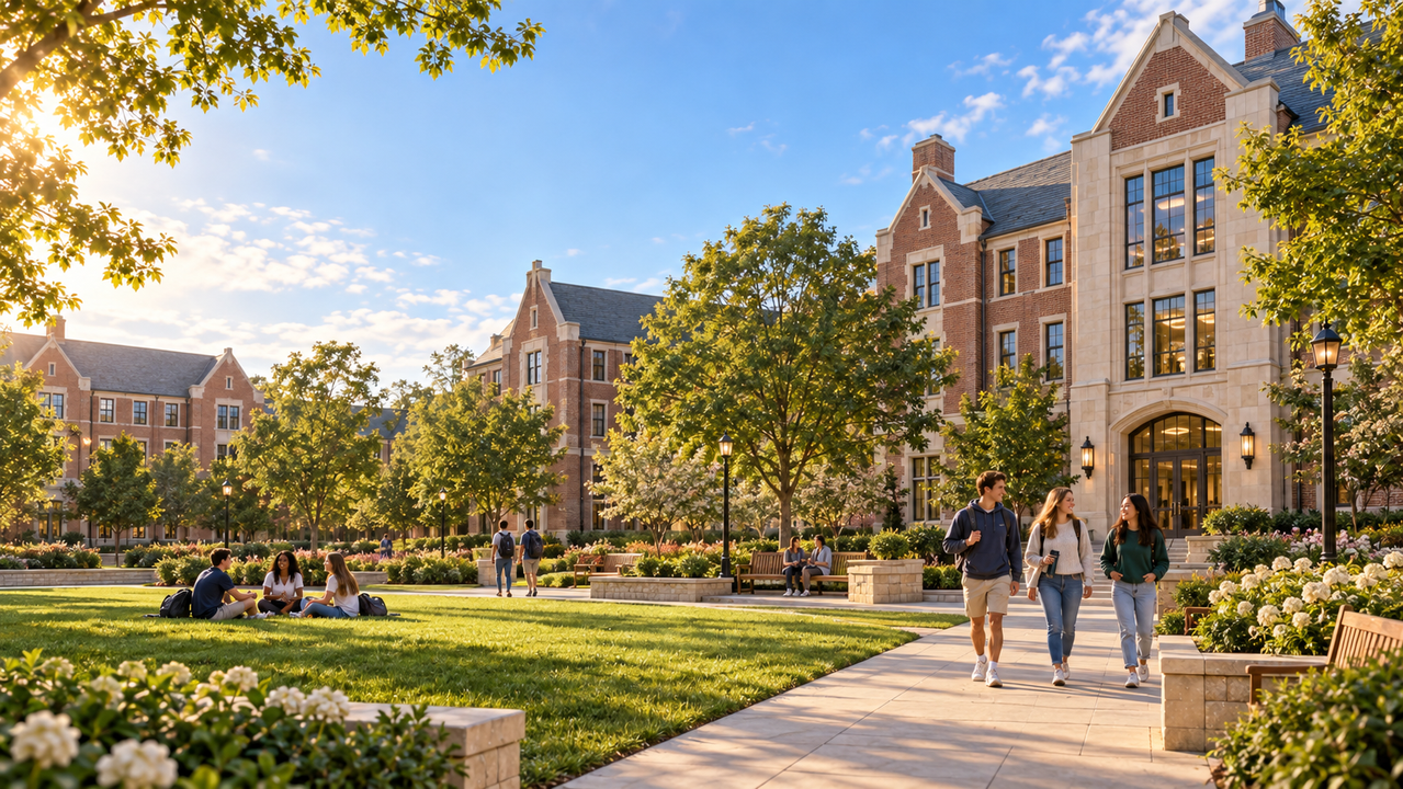 NTMU students walking through the university residence district