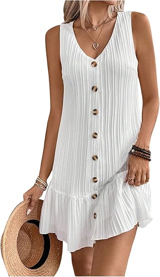 GORGLITTER Women's Ruffle Hem Long Sleeve Dress