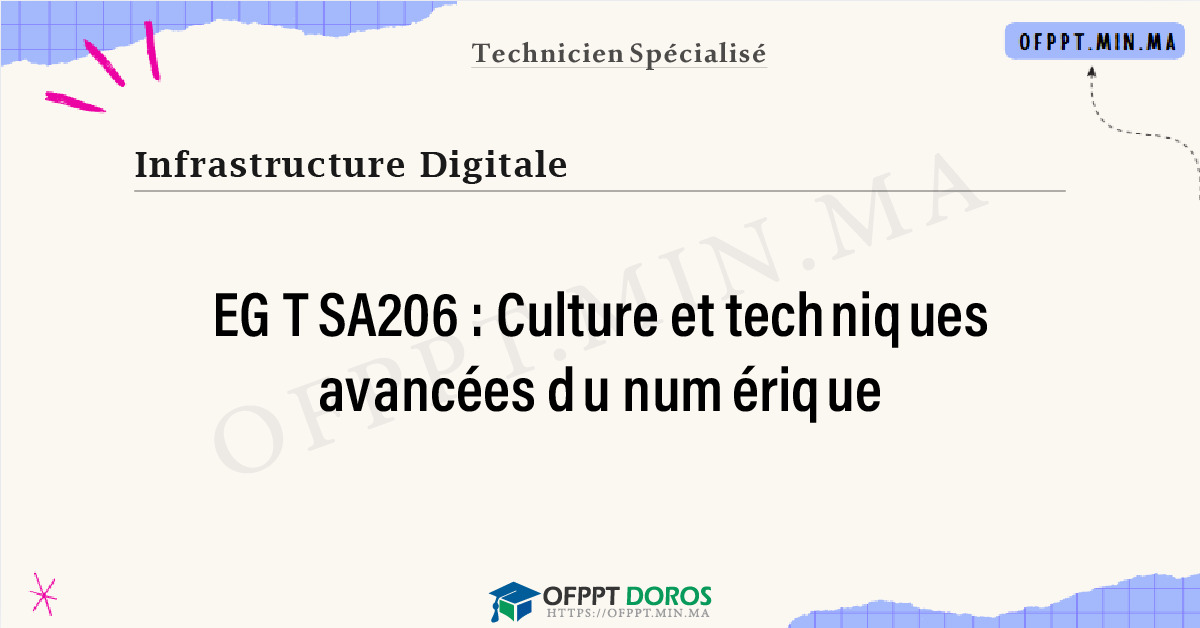 Sommaire détaillé du cours Culture et techniques avancées du numérique EGTSA206 OFPPT - Structure du module