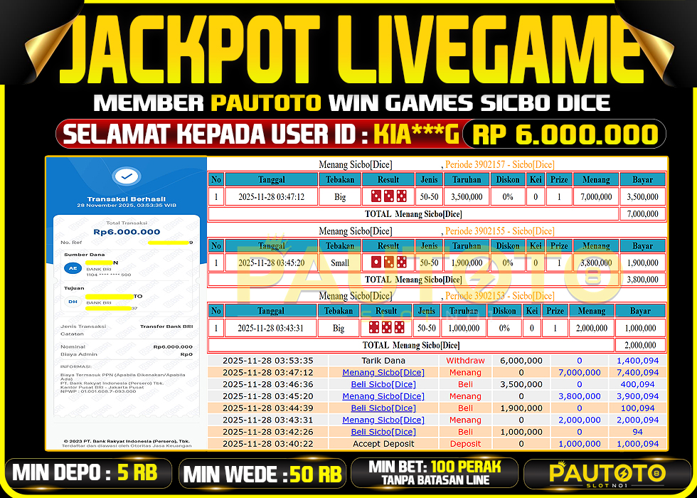 BUKTI JACKPOT LUNAS PAUTOTO