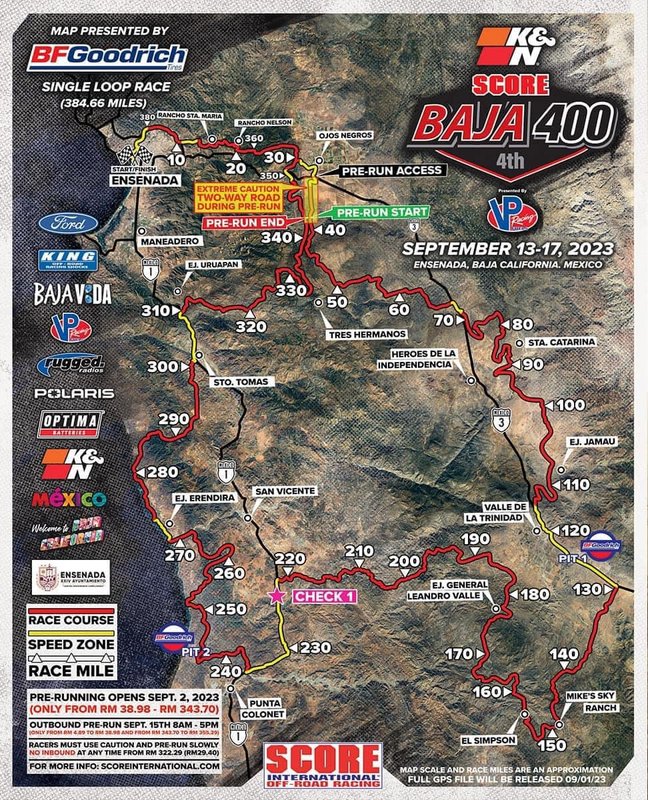 2023 SCORE BAJA 400 MAP (race Sept. 1617) World