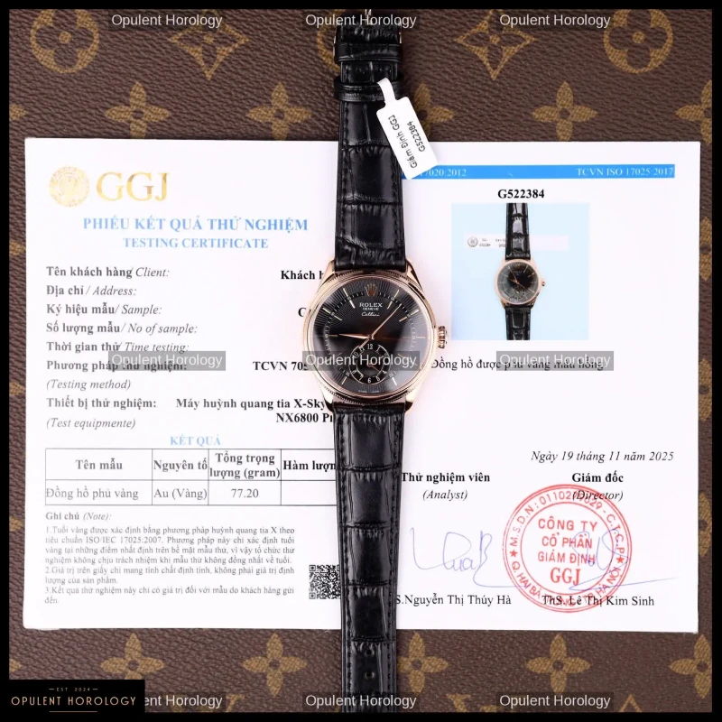 Rolex Cellini Dual Time 50525 Black Dial 18K Rose Gold Plated 39mm