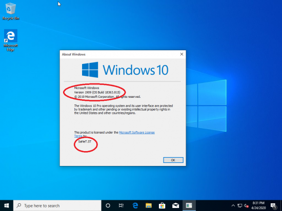 Windows 10 Enterprise 19H2 1909.18363.815 (x86/x64) Multilanguage Preactivated April 2020