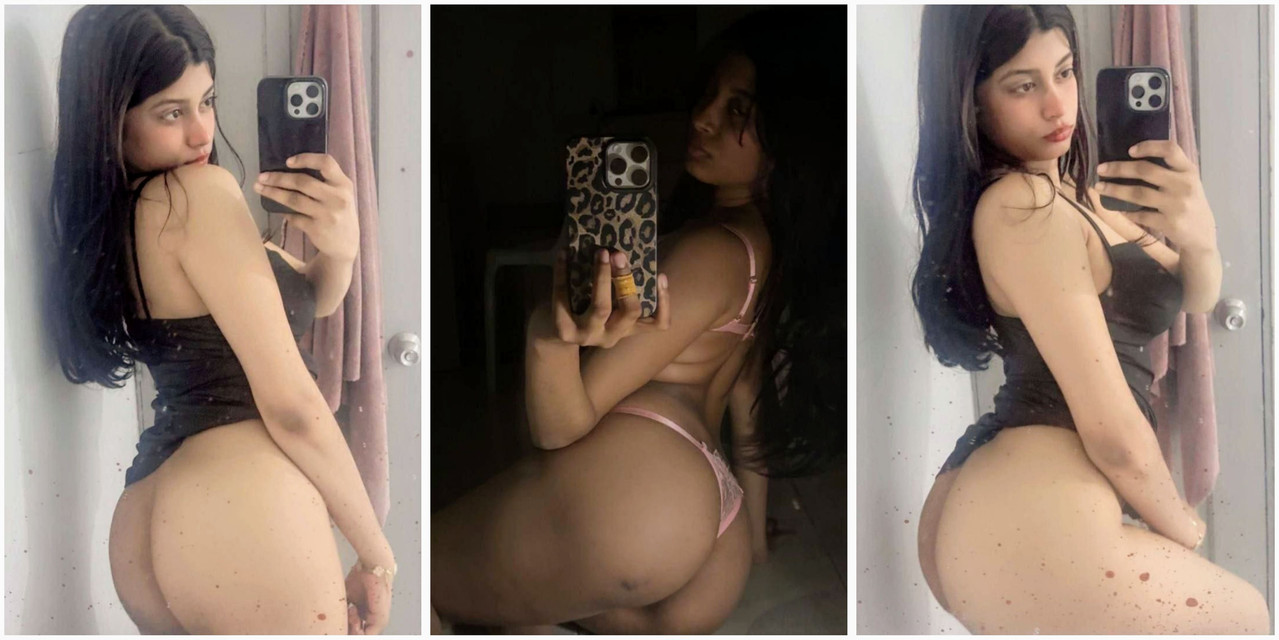 Horney babe teasing flashing her rounded ass closeup