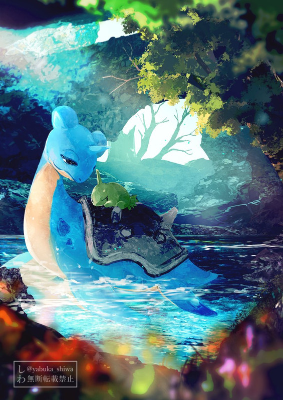 lapras-and-larvitar-pokemon-drawn-by-yab