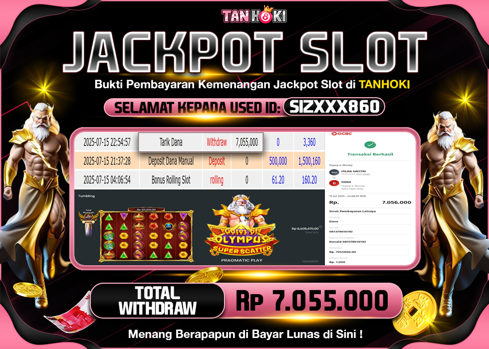 TANHOKI JACKPOT SLOT GATES OF OLYMPUS SUPER SCATTER Rp.7.055.000,- LUNAS