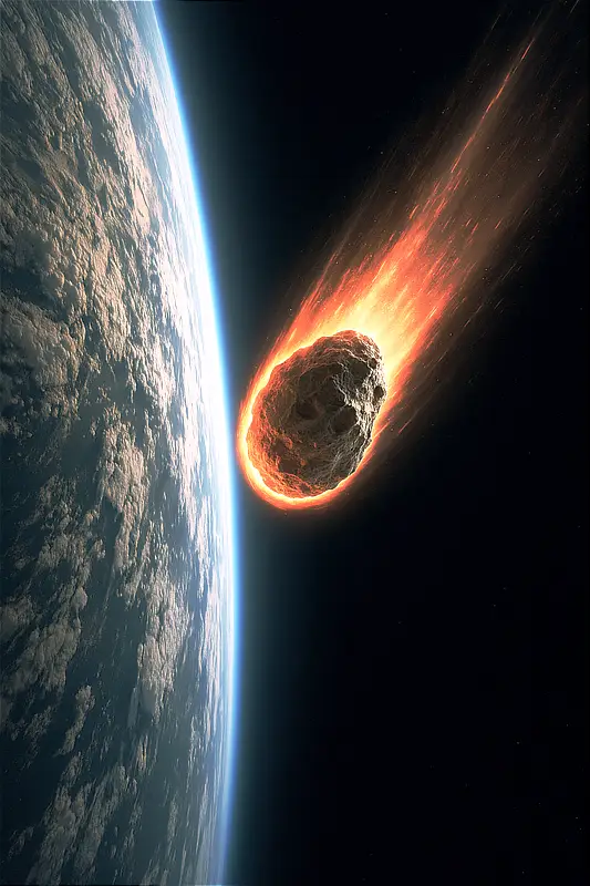 Asteroide entrando en la atm�sfera visto desde el espacio - imagen art�stica