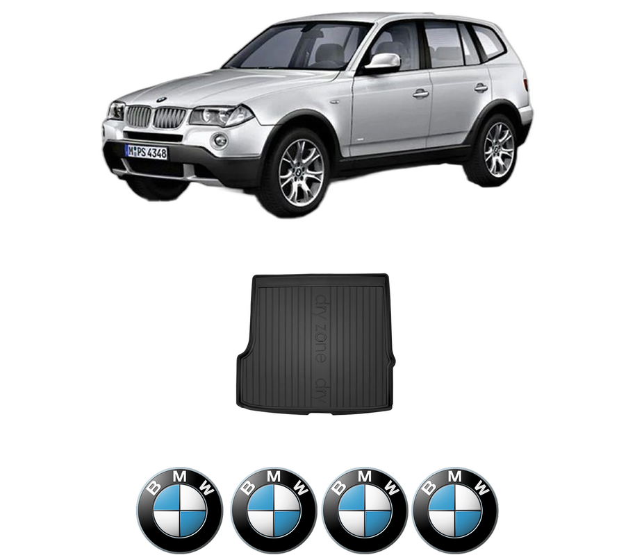 Tavita Portbagaj BMW Seria X3 (E83) din 2003-2011, Protectie Portbagaj Auto, 4x Stickere auto cu BMW