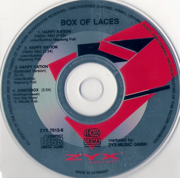 16/04/2023 - Box Of Laces ‎– Happy Nation - The Dance Mixes (ZYX 7012-8) (CDM) 1993 R-1448313-1258887335