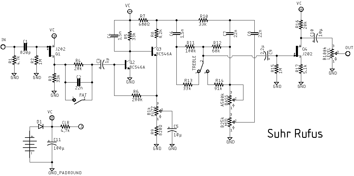 Perf and PCB Effects Layouts: Suhr Rufus Fuzz