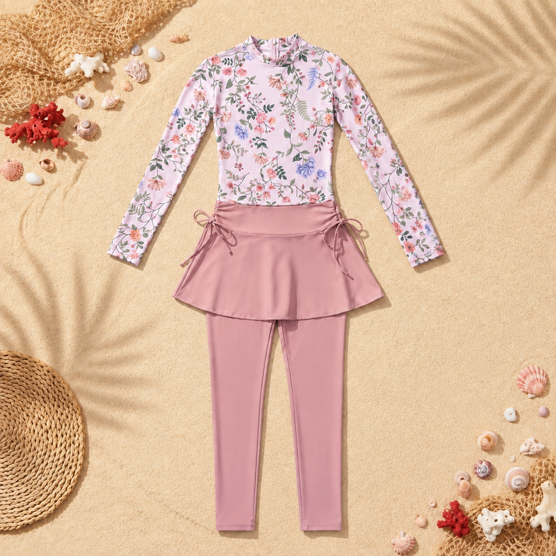 Pink Floral Swimsuit Two-piece