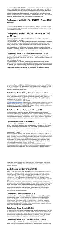 Code Bonus Melbet 2026 130 pour Inscription