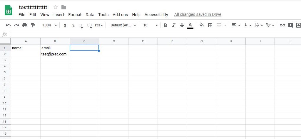 Create spreadsheet on Google Sheets