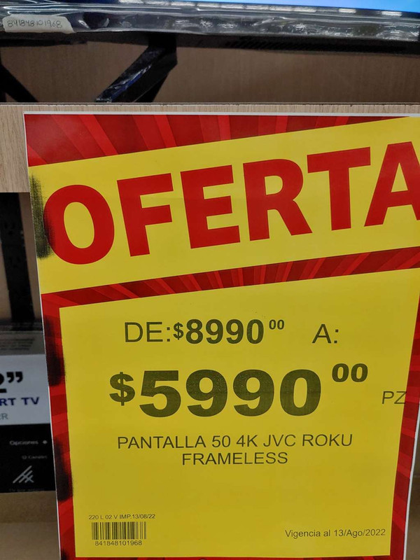 Soriana: Pantalla jvc con segunda rebaja 5990 
